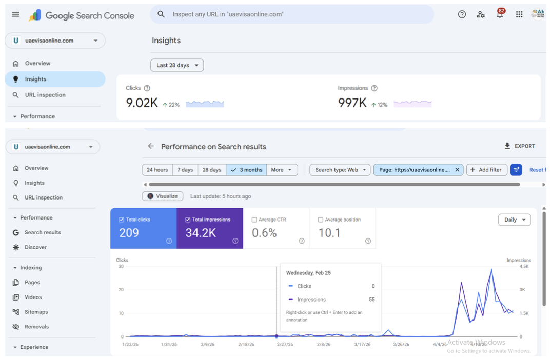 UAE Visa Online performance and insights proof